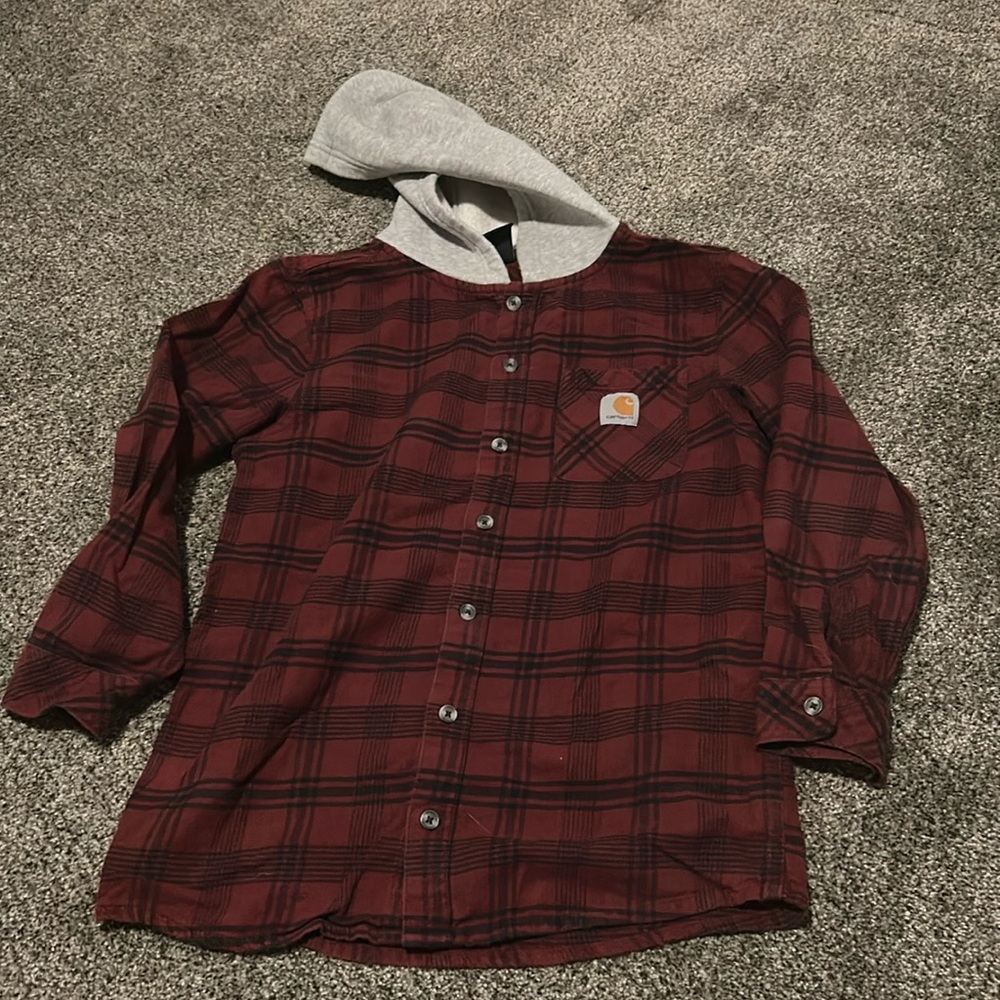 Carhartt boys flannel hoodie size large 14 to 16